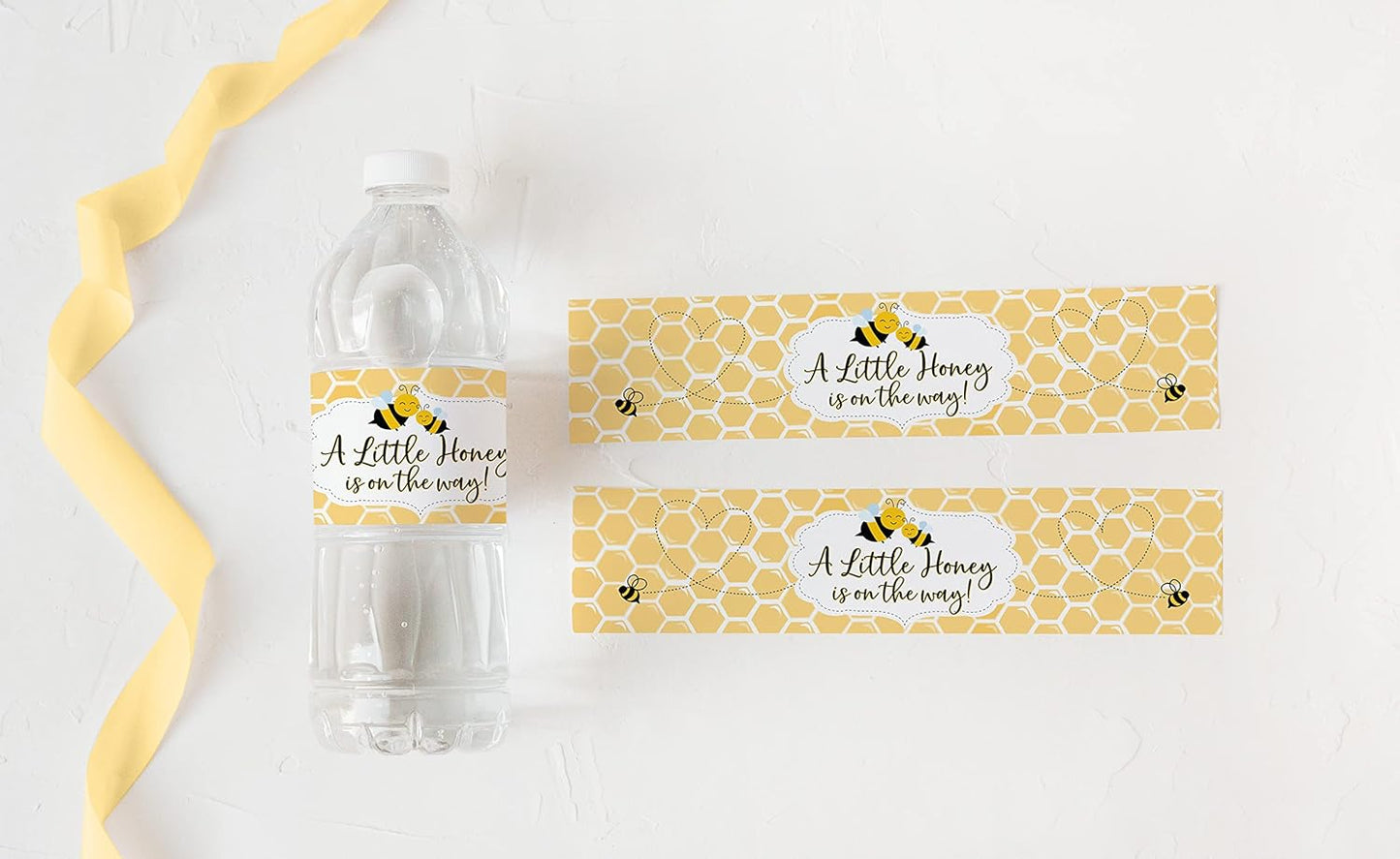 25 Your Main Event Prints Mom to Bee Baby Shower Bottle Wraps - Yellow Neutral Water Bottle Labels - Perfect Decoration