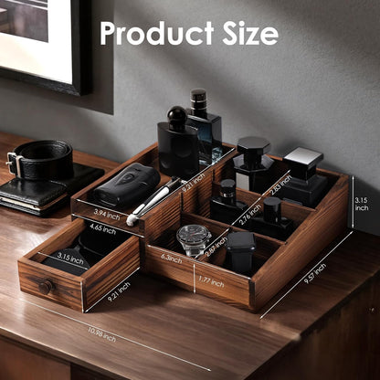**Regine Switzerland Bathroom Countertop Organizer - Adjustable Perfume & Cologne Stand in Bourbon Brown**