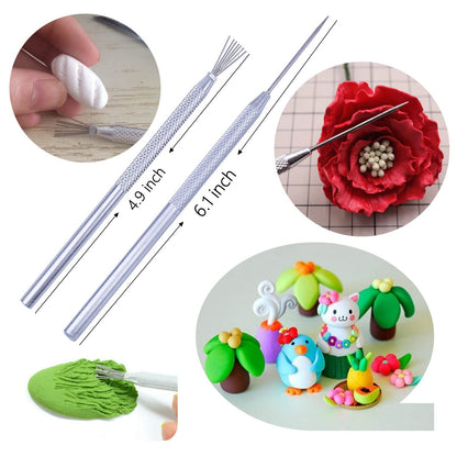 Artzuvs 14Pcs Ceramic Pottery Clay Ribbon Sculpting Tools Kit Wire Texture and Needle Detail Tool with Plastic Box for Carving, Modeling,Sculpture,Trimming