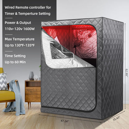 iDOTODO Full Body Portable Personal Infrared Saunas for Home, 2 Person Sauna Tent, at Home Sauna, Portable Infrared Sauna Two-Person Sauna Tent with 2 Foldable Chairs, Remote Control
