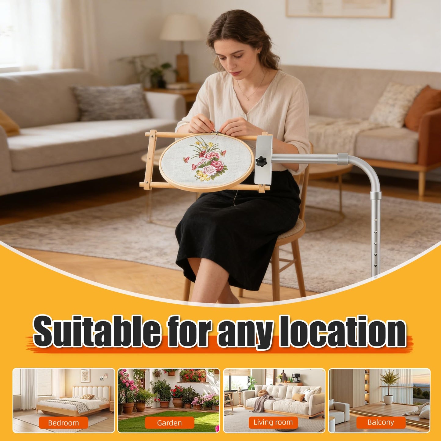 Hohnezl Adjustable Workstand Compatible with Lowery & Side Clamp, Rotating Needlepoint Stand, Heavy Duty Metal Construction, Fits Q Snap Frames