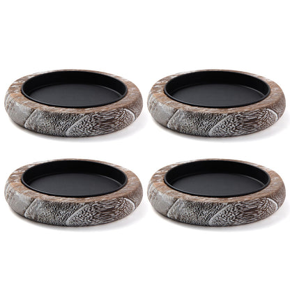 Hatway Wood Candle Holder Farmhouse Decor Wooden Pillar Candles Tray for Table Centerpiece Small Decorative Tray Riser Round Wooden Plate Pedestal Stand for Coffee Table for Christmas Decor-Bai-4
