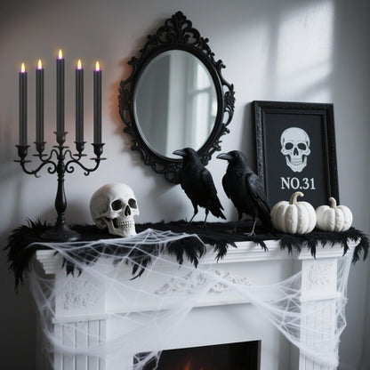 SHENSY Black Flameless Taper Candles, Set of 3 – 9.64" LED Candlesticks with 3D Flickering Flame, Real Wax Battery Candles with Remote and Timer – Elegant Halloween Window and Table Decor