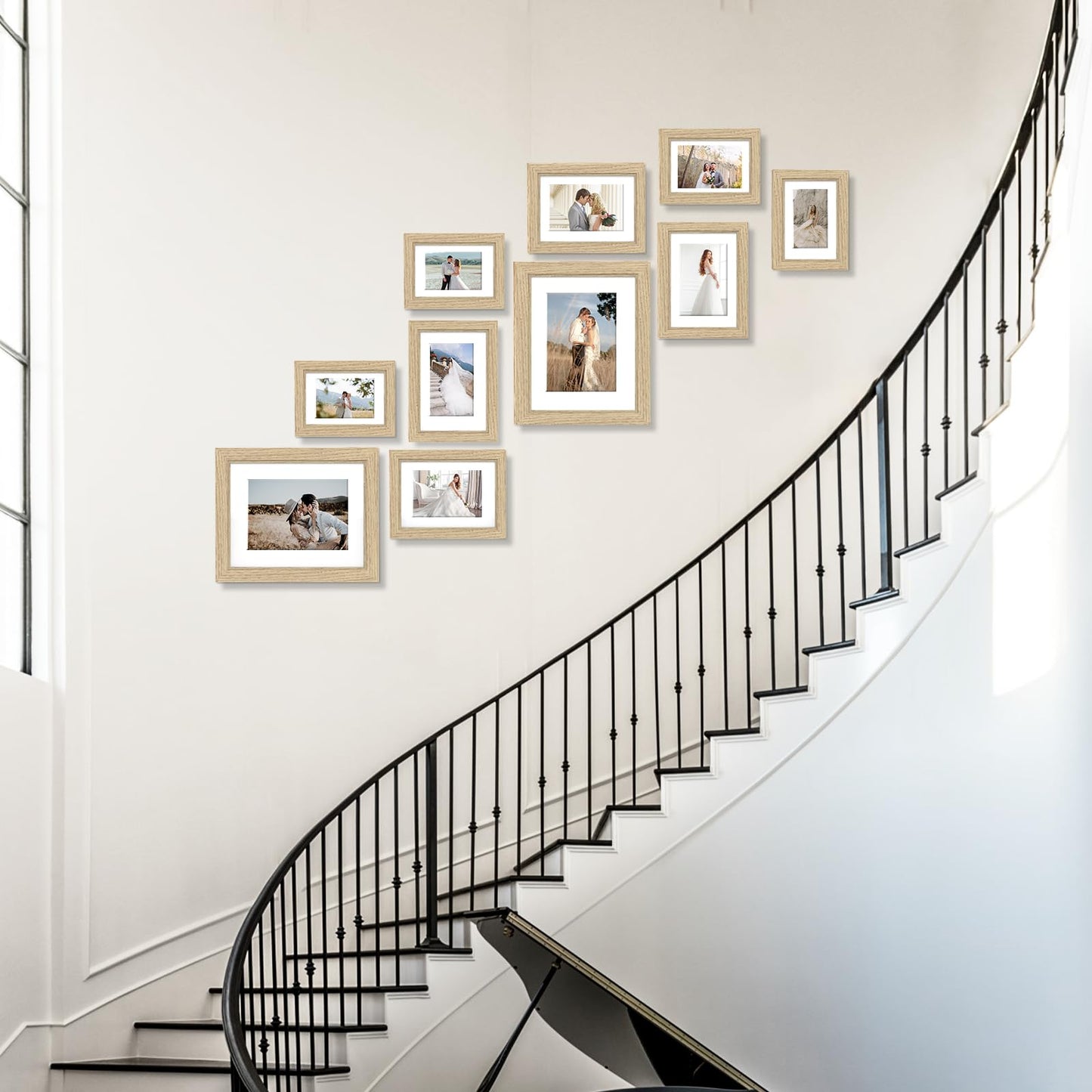 Povrgive Picture Frames, Made of Real Glass and Wooden Frame, Gallery Photo Frames Set of 10 for Collage Wall Decor, Multi Sizes Including 8x10, 5x7, 4x6 for Mounting or Tabletop Display, Wood