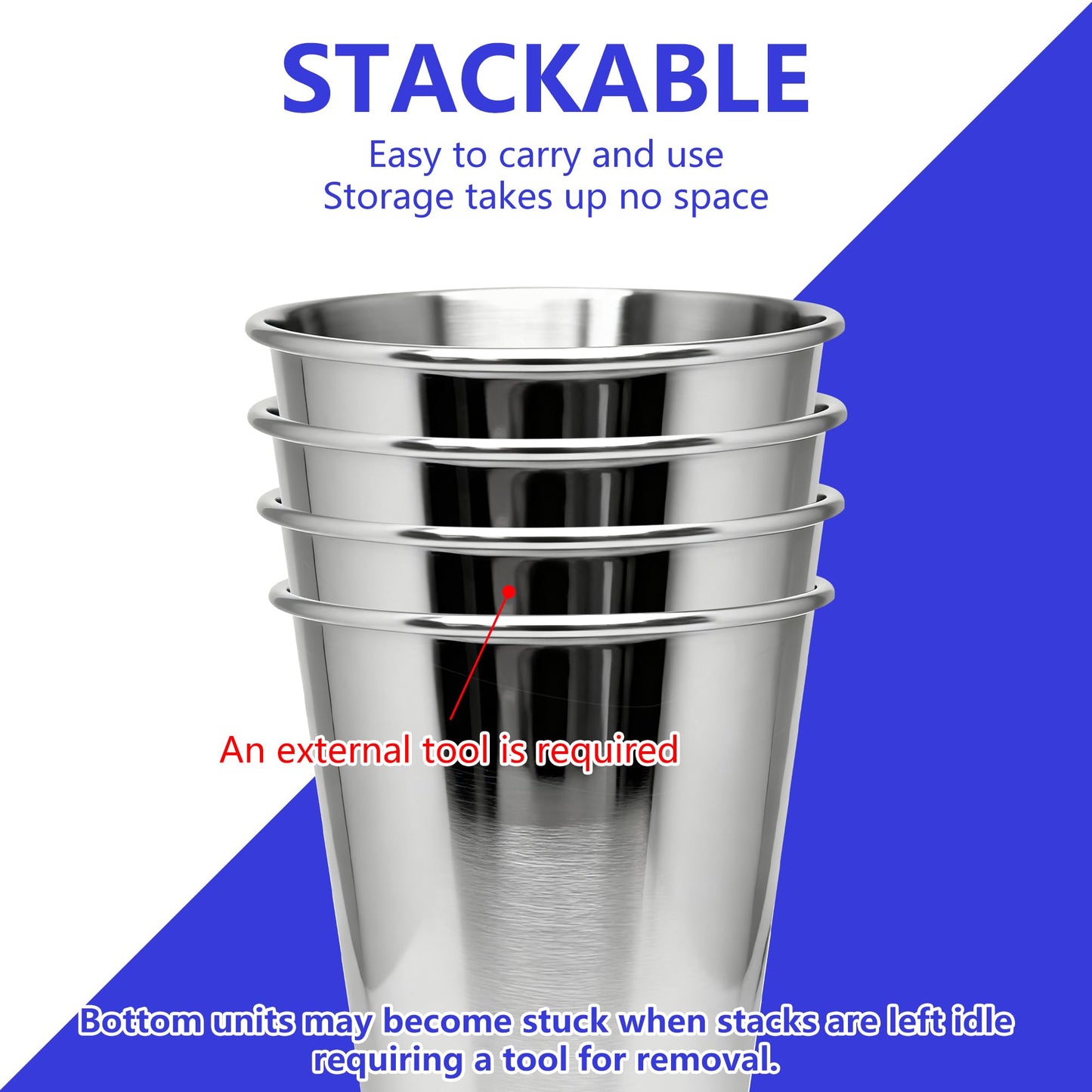 MigongBoyi 30PCS 20-OZ Tainless Steel Cups,Metal Cups, Stainless Steel Pint CupsStackable Unbreakable Drinking Glasses for Party, BBQ Camping, (30)