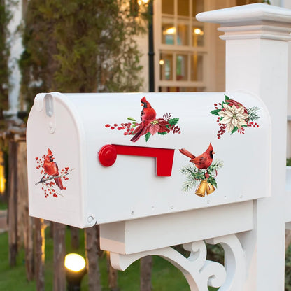 AnyDesign 12Pcs Christmas Refrigerator Magnets, Cardinal Holly Decorative Stickers for Indoor Outdoor Decor