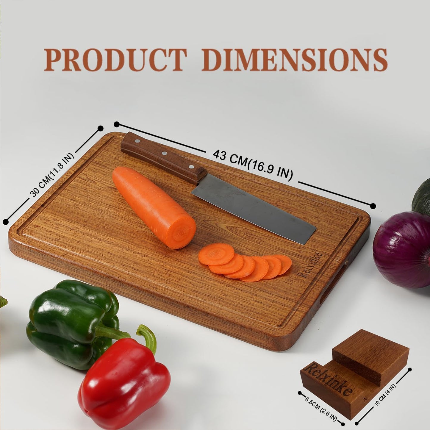 16.9x11.8 Solid Teak Wood Cutting Board One Piece Non Glued Large Thick Crack Resistant Wooden Chopping Board