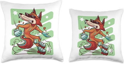 Children Roller Blades Boys & Girls Motif Fox Inline Skates I Kids Rollerblades Throw Pillow, 16x16, Multicolor