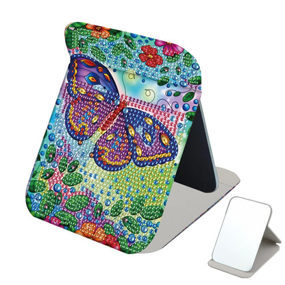 LazyFold Diamond Painting Mirror Kits for Adults Beginners,Purple Butterfly DIY 5D Diamond Art Portable Folding Mirror Kit,Festival Christmas Birthday Art Crafts Home Wall Table Decor Gifts