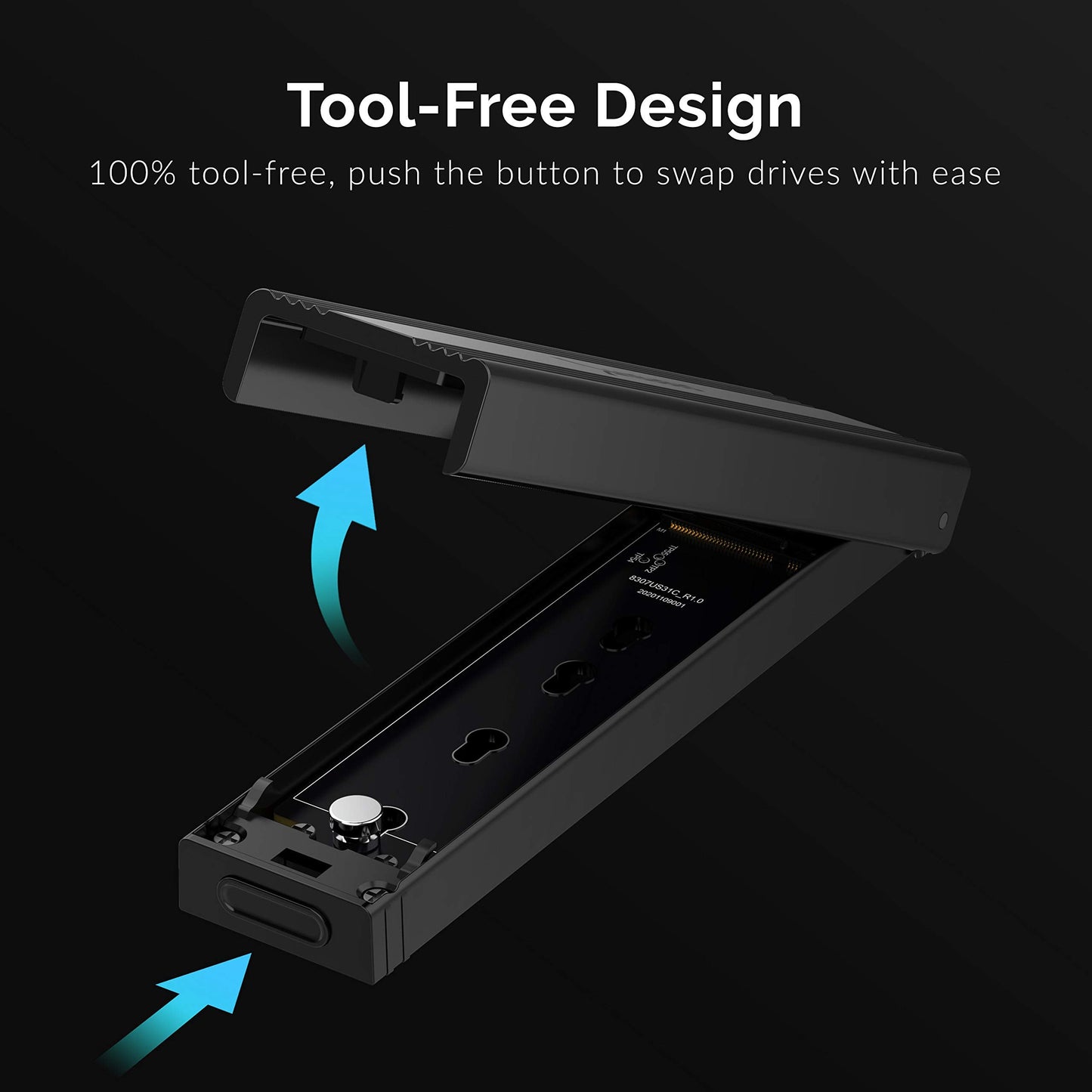 SABRENT USB 3.2 Type-C Tool-Free Enclosure for M.2 PCIe NVMe and SATA SSDs (EC-SNVE)
