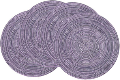 SHACOS Round Placemats Set of 4, Braided Cotton Place Mats, 15 inch for Kitchen Dining Table Holiday Party
