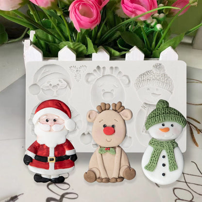 Christmas Fondant Molds for Cake Decorating, Santa Silicone Molds, Reindeer Snowman Candy Chocolate Molds for Handmade Cookies, Mousse, Jelly, Clay, Resin, Soap, Candles, Sugarcraft