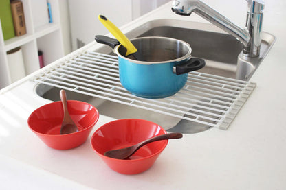Yamazaki Home Plate Folding Sink Drainer Rack - Kitchen Dish Dryer Large White