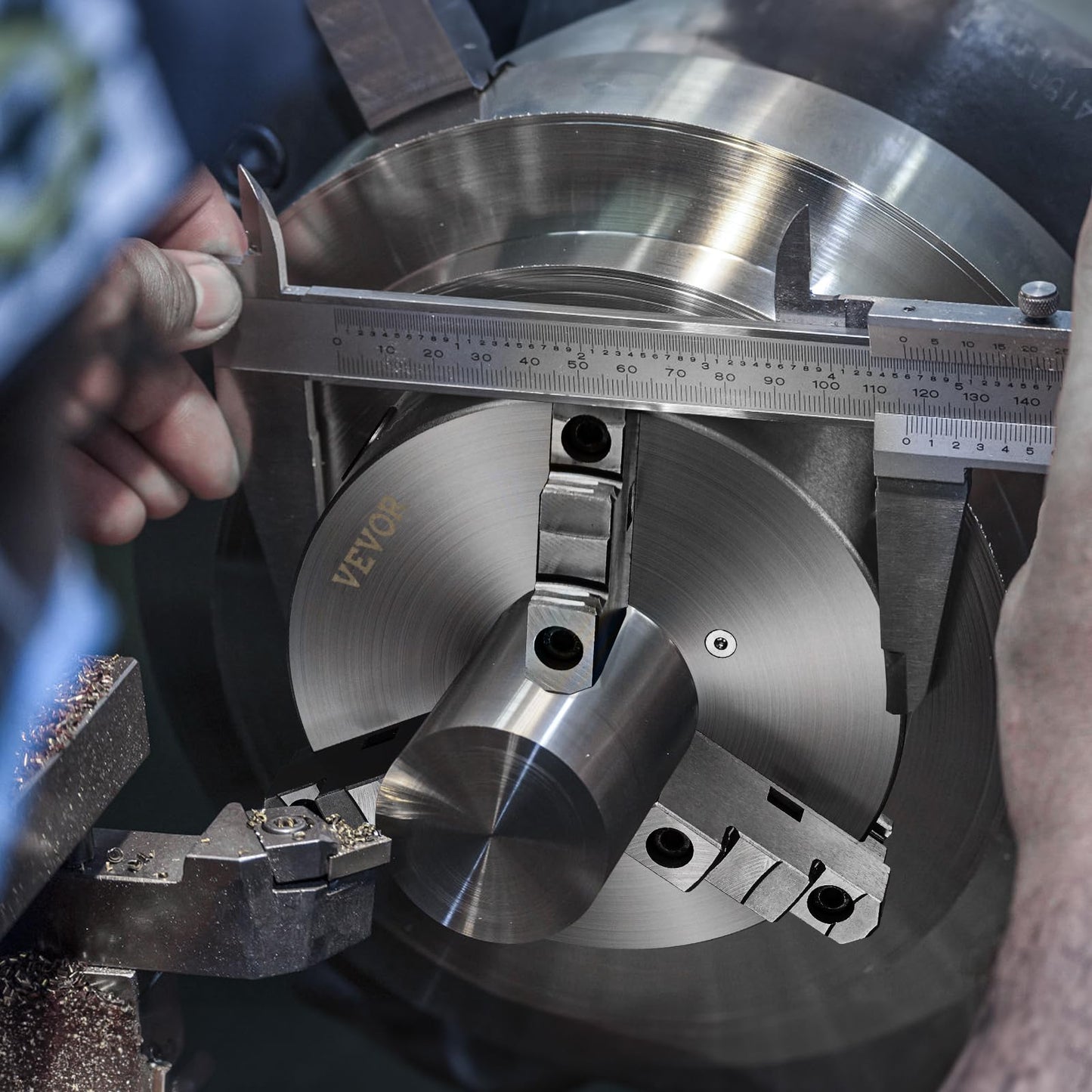 VEVOR 3-Jaw Lathe Chuck, 8'', Self-Centering Lathe Chuck, 0.16-8 in/4-200 mm Clamping Range with T-key Fixing Screws Hexagon Wrench, for Lathe 3D Printer Machining Center Milling Drilling Machine