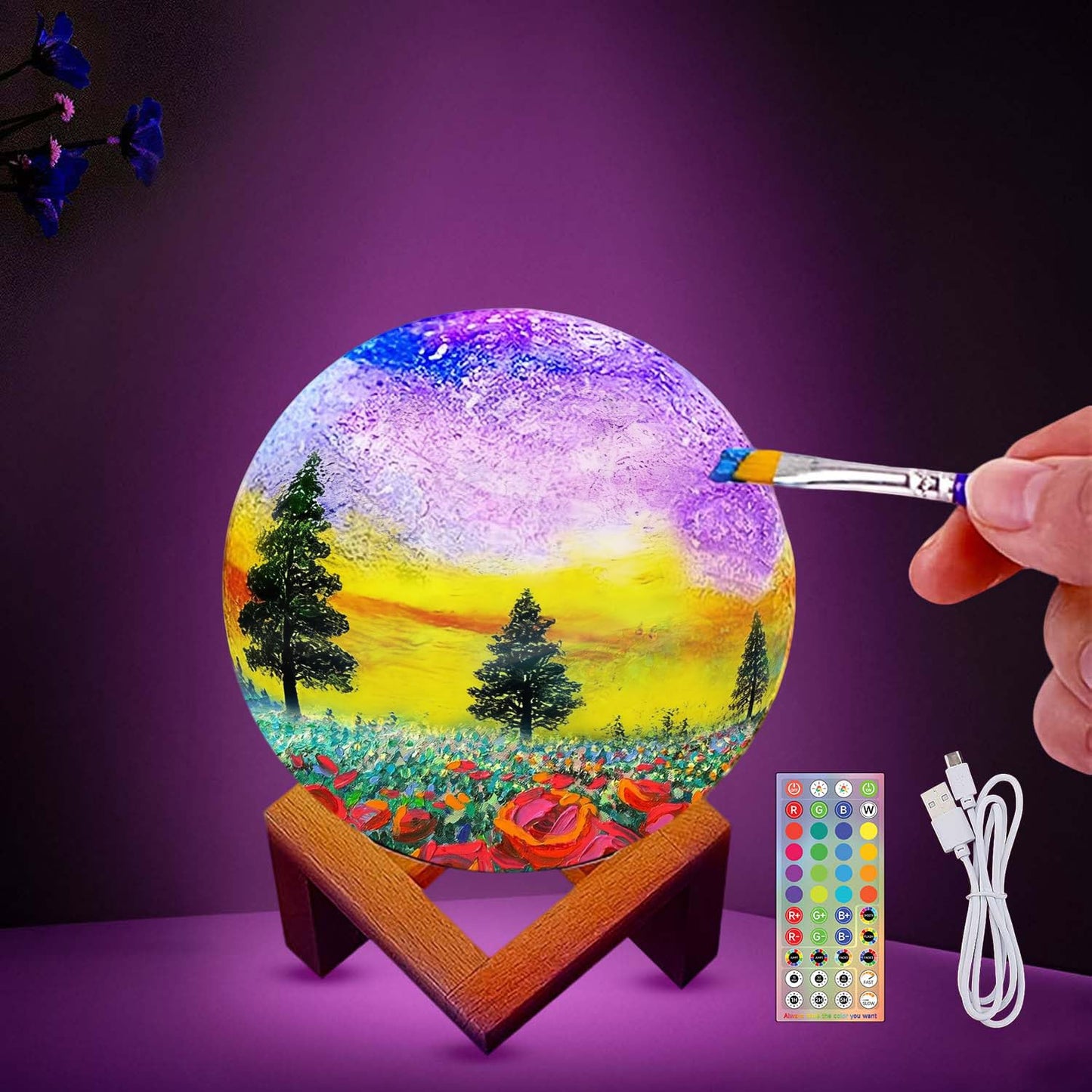 HOLA Paint Your Own Moon Lamp Kit, 2025 Updated USB Rechargeable, DIY Arts Supplies and Crafts Kit, Gifts for Kids Girls Boys Teens, Ages 6 7 8 9 10 11 12 13 14 15 16 Year Old Birthday