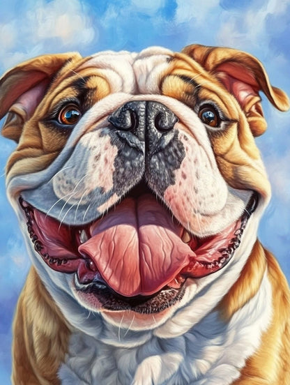5D English Bulldog with Its Tongue Diamond Art 12x16 Inch Full Drill Diamond Painting Kits for Adults & Beginners - DIY Art Crafts for Relaxation and Home Wall Decor 1