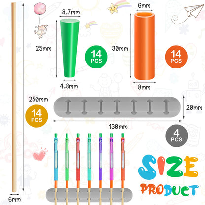 Teling 46 Pcs UV Epoxy Glitter Pen Holder Stand Turner Accessories with Nonstick Sleeves Silicone Pen Plugs Wooden Dowels Rods for DIY Craft Enthusiast