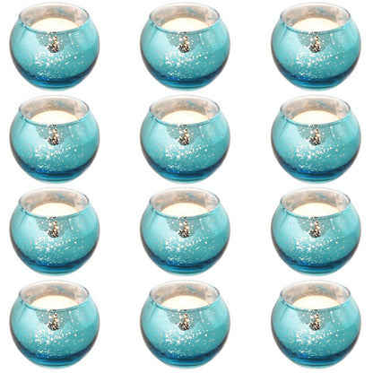 Toyvian 12pcs Patterned Glass Candle Holders Set, Round Hollow Tealight Cups for Wedding Centerpiece and Home Décor, Decorative Candle Holders for Dining Table Use