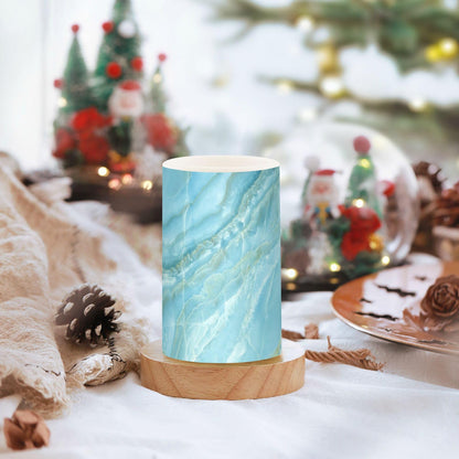 Eionryn Aqua Marble Texture Flameless Candles Nature Stone Blue Veins Battery Operated LED Candles with Remote Timer Electric Candles for Home Party Decor 2pcs
