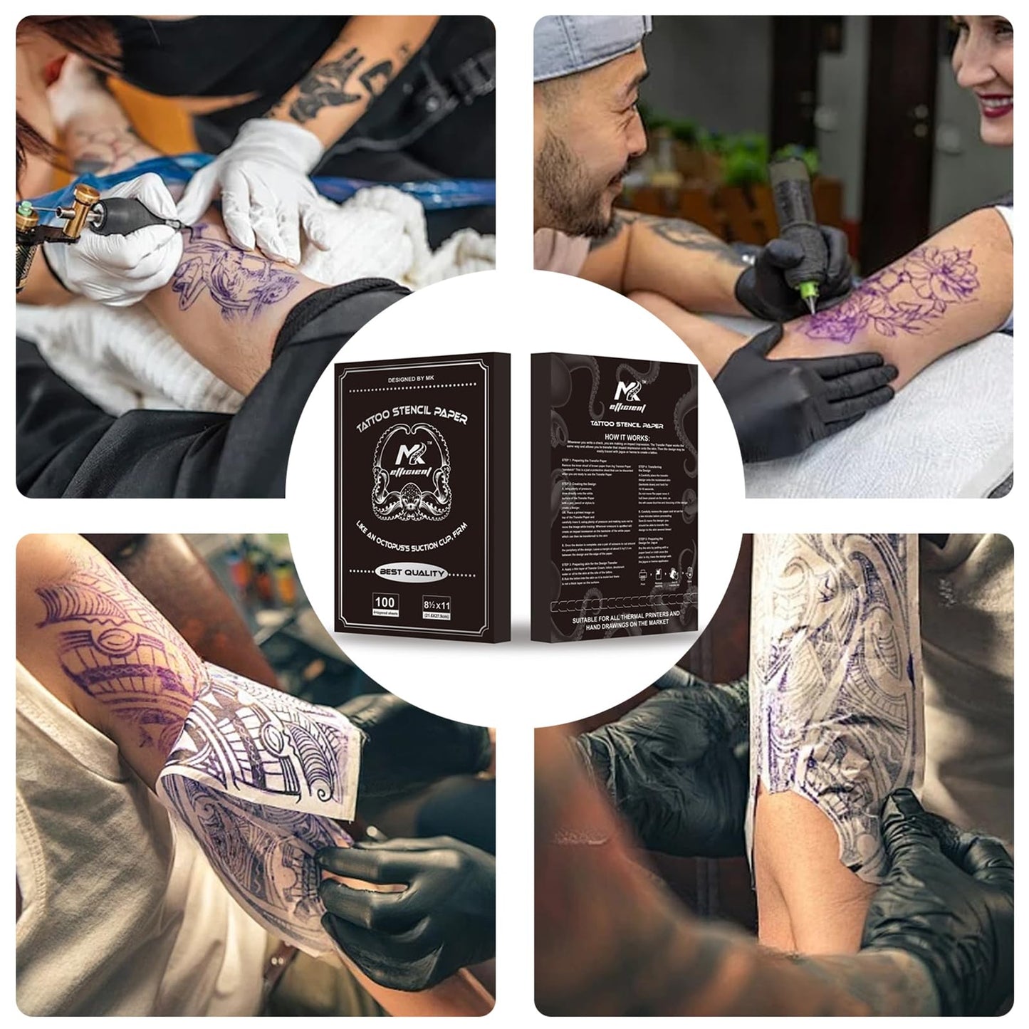 Tattoo Stencil Paper 100 Sheets, A4 4-Layer Thermal Transfer Sheets for Tattooing, Premium Carbon Tracing Supplies
