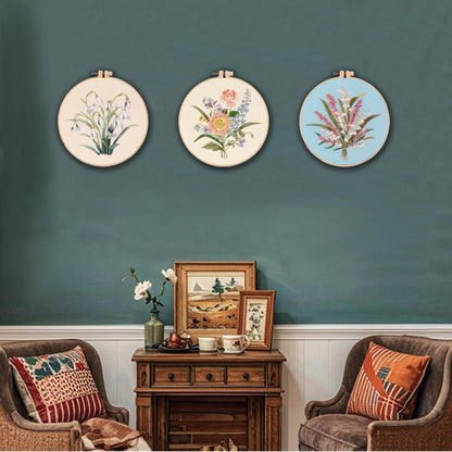 Myfelicity Embroidery kit for Adults and Beginners, Includes 3 Floral Pattern Fabrics, 3 Embroidery Hoops, Embroidery Floss and Other Tools.