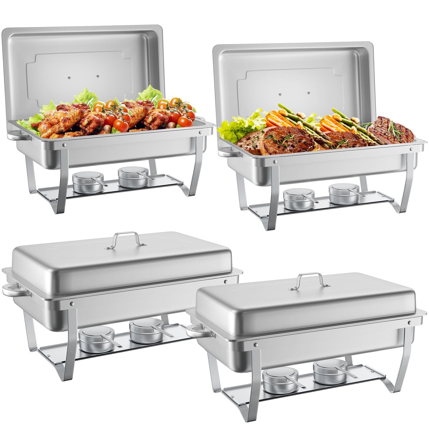 HARDURA Chafing Dish Buffet Set 4 Pack, 9.5QT Stainless Steel Chafing Dish with Lids, More Than 4 Hours of Insulation, Chafing Dishes for Buffet Servers and Warmers, Ideal for Any Party