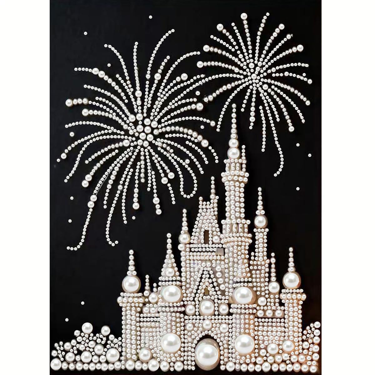 GEMFAMILY Firework Castle Diamond Art Kits for Adults Beginner,5D Diamond Pearl Painting Kits for Special Shape,DIY Pearl Rhinestones Diamond Dots Painting for Home Wall Decor 12 x 16 Inch