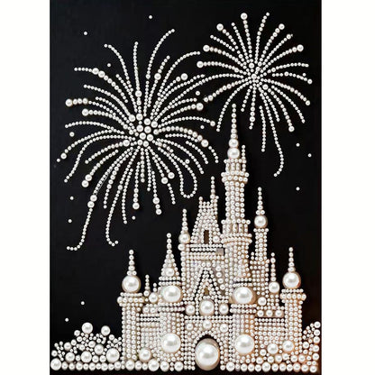 GEMFAMILY Firework Castle Diamond Art Kits for Adults Beginner,5D Diamond Pearl Painting Kits for Special Shape,DIY Pearl Rhinestones Diamond Dots Painting for Home Wall Decor 12 x 16 Inch