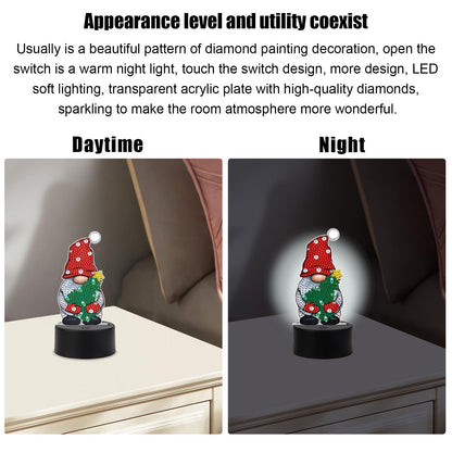 JZHYOAN Dwarf Diamond Art Night Light Art LED Light Accessories Diamond Painting Desk Lamp, Mosaic Desk Light Set DIY Gem Painting Table Lamp Gift for Adult Woman Man Table Desk Bedroom
