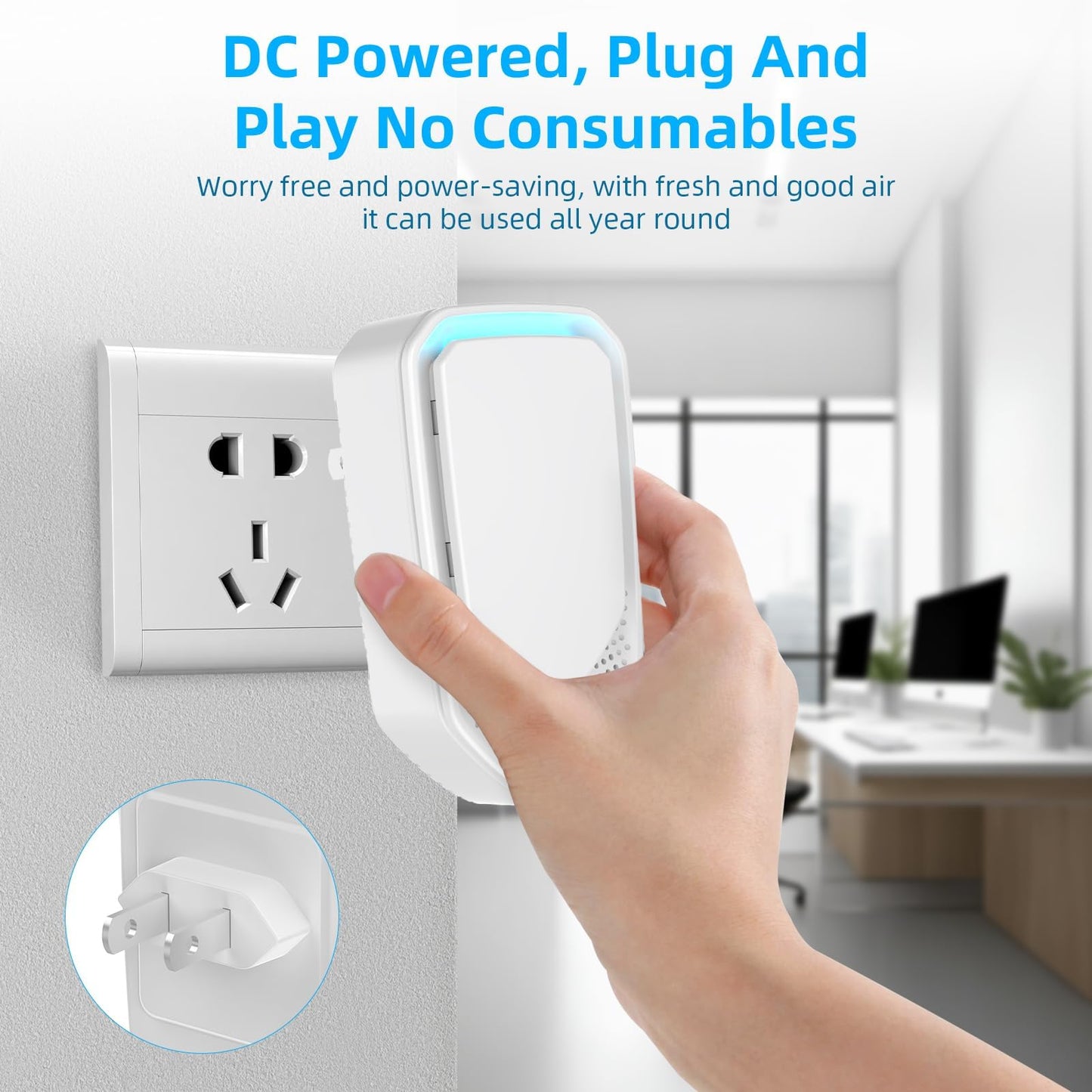 2026 Upgraded Air Ionizers for Home Negative Ion Air Purifier Plug In Quiet Air Ionizers for Dust Mites, Odor, Smoke Dust, Pets, Portable Air Cleaner for Bedroom, Kitchen, Office, 8 Pack