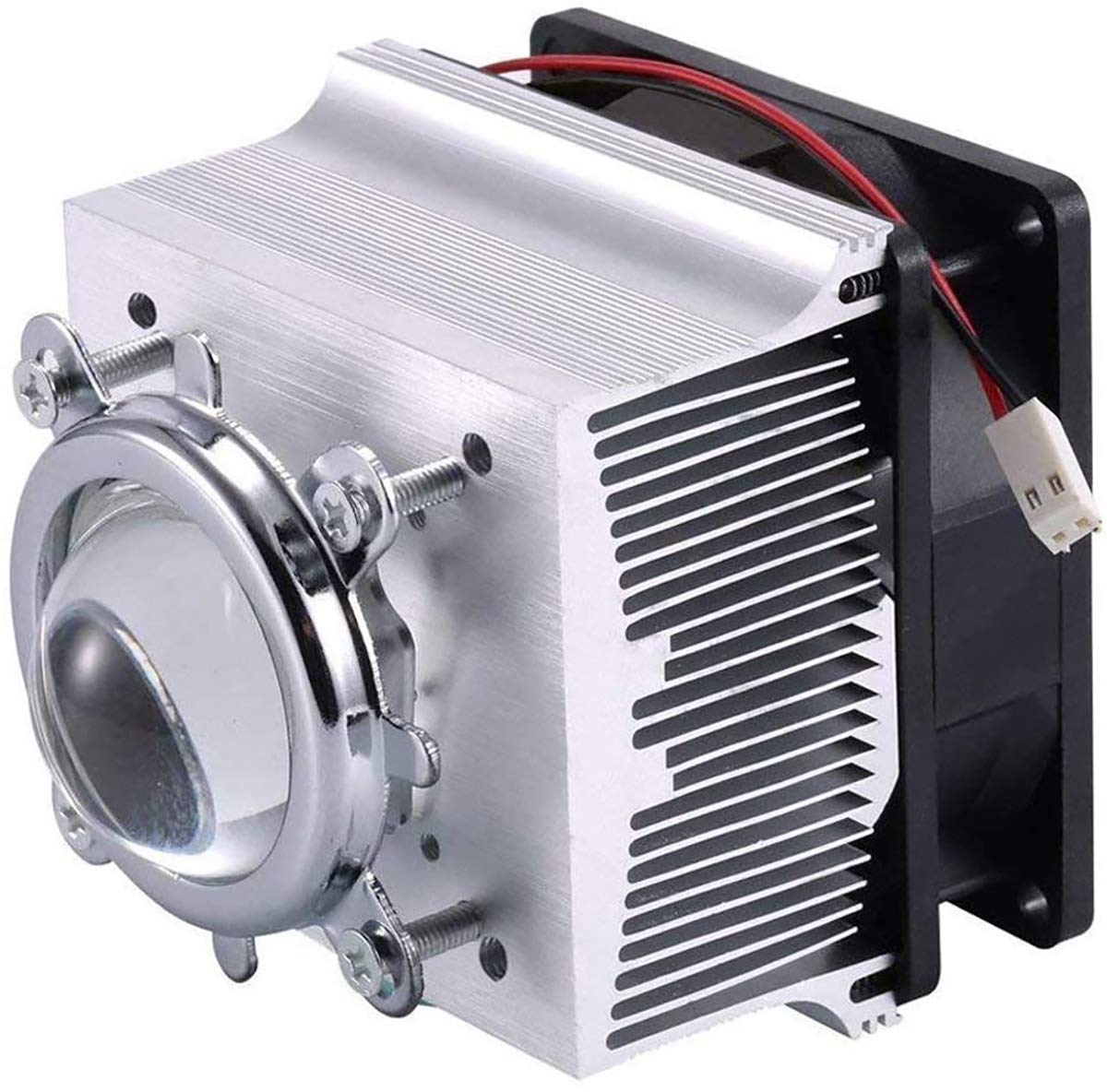 TX Aluminium Heatsink Cooling Fan+44mm Lens 60 Degree for 50W-100W LED Chip (3.11" L x 3.11" W x 29mm H, DIY Projector, Floodlight, Automobile Light, Plant Growth Light)