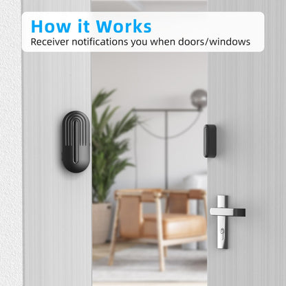 SanJie Wireless Door Chime Sensor, When Door Opens, Entry Alarm for Business/Home/Kids, 5 Adjustable Volume Ringer Alert 2 Sensors + 1 Receivers, 500 FT Range,26 Chimes