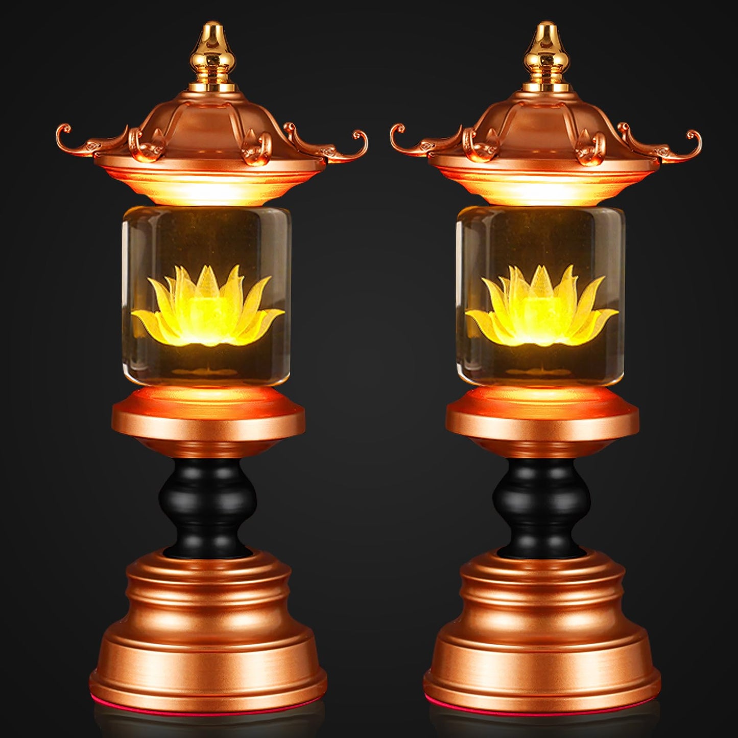 CFSHGLPSF 1 Pair 7 Color LED Lotus Lamp Lights - Lotus Lights with Adjustable Switch for Buddhist Occasions, Meditation Buddhist Supplies（11 Inch）