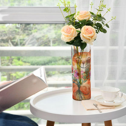 Cartoon Orange Cat Flower Vase Bud Vase Home Decor for Dining Table Office Bedroom Living Room