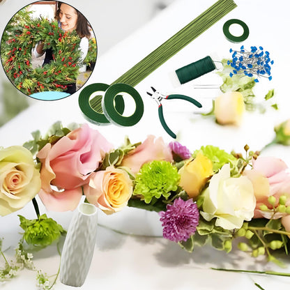 Floral Tape and Wire Arrangement Tools Kit with Wire Cutter - 1 pcs vase, 16 Gauge Paper Bag Flower Stalk and 22 Gauge Binding Iron Rope, Boutonniere Pin, for Bouquet Stem Wrapping and Floral Crafts