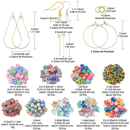 Echoed Elegance DIY Earring Making Kit with Butterfly Glass, Flower Polymer Clay Beads, Mixed Color Metal Findings, Storage Box for Dangle Earrings, Hoop Earrings and Personalized Gifts