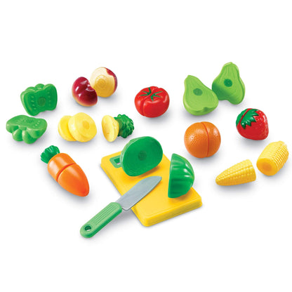 Learning Resources Pretend & Play Fruit, Cutting Fruits and Veggies Toy, Kids Play Food, Plastic Fruit & Veggies, Kitchen Toy, Ages 3+, Multi-Color