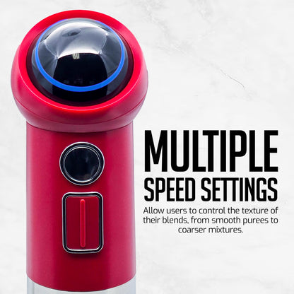 OVENTE Immersion Hand Blender, 300W Electric Handheld Portable Stick Mixer with 2 Mixing Speed and Stainless Steel Blades for Effortless Blending Smoothies, Shakes, Puree or Baby Food, Red HS560R