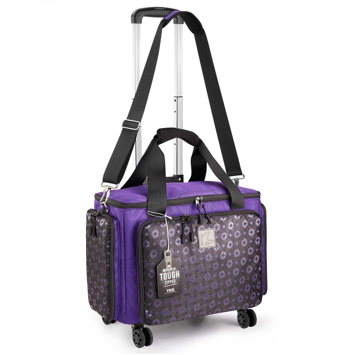 BatlFrist Rolling Sewing Machine Bag with Universal wheels,Sewing Machine Carrying Case with YKK zipers, Compatible most Standard Brother, Singer, Bernina, Sewing Machines (Dark Purple)