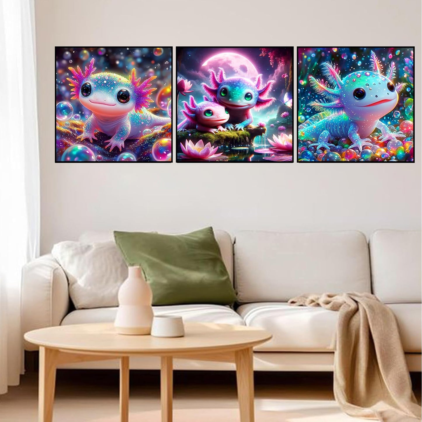 Axquilon 3 Pack Salamander Diamond Art Kits for Adults, Diamond Painting Kits for Adults Beginner, DIY 5D Full Drill Gem Art for Home Wall Decor 14x14 inch
