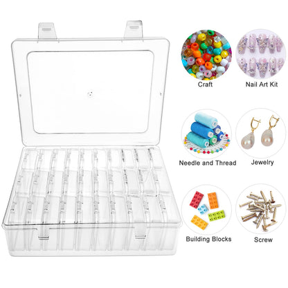 Guyuyii Bead Organizer Box - 30 Individual Small Clear Plastic Bead Organizers and Storage with Hinged Lid for Diamond Painting, Seeds & Jewelry - Portable Travel Container Set