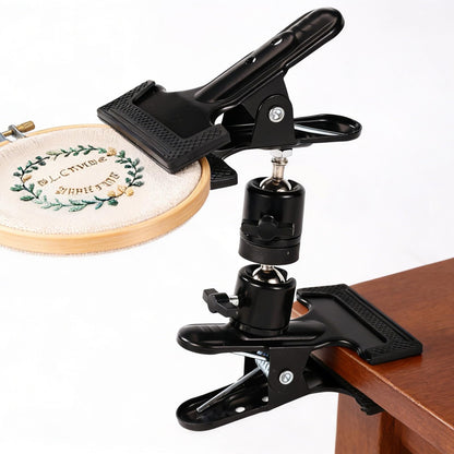 Metal Embroidery Hoop Holder, Adjustable 360° Rotated Cross Stitch Lap Stand Table Kit Clamp Hands-Free Needlepoint Support Accessories Supplies for Embroidery Craft Needlework DIY Projects