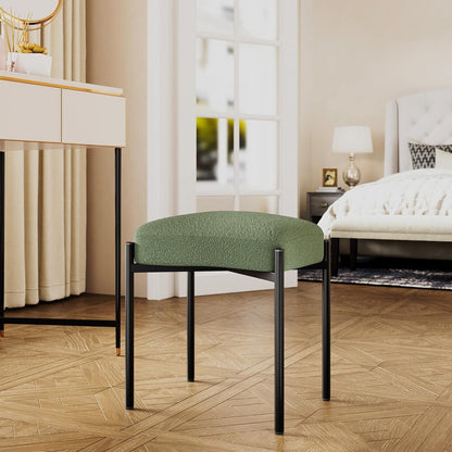 14.57" D11.42" W18.11" UHBD034D YMYNY Vanity Stool, Footrest, Square Ottoman Bench with Metal Legs, Makeup Dressing