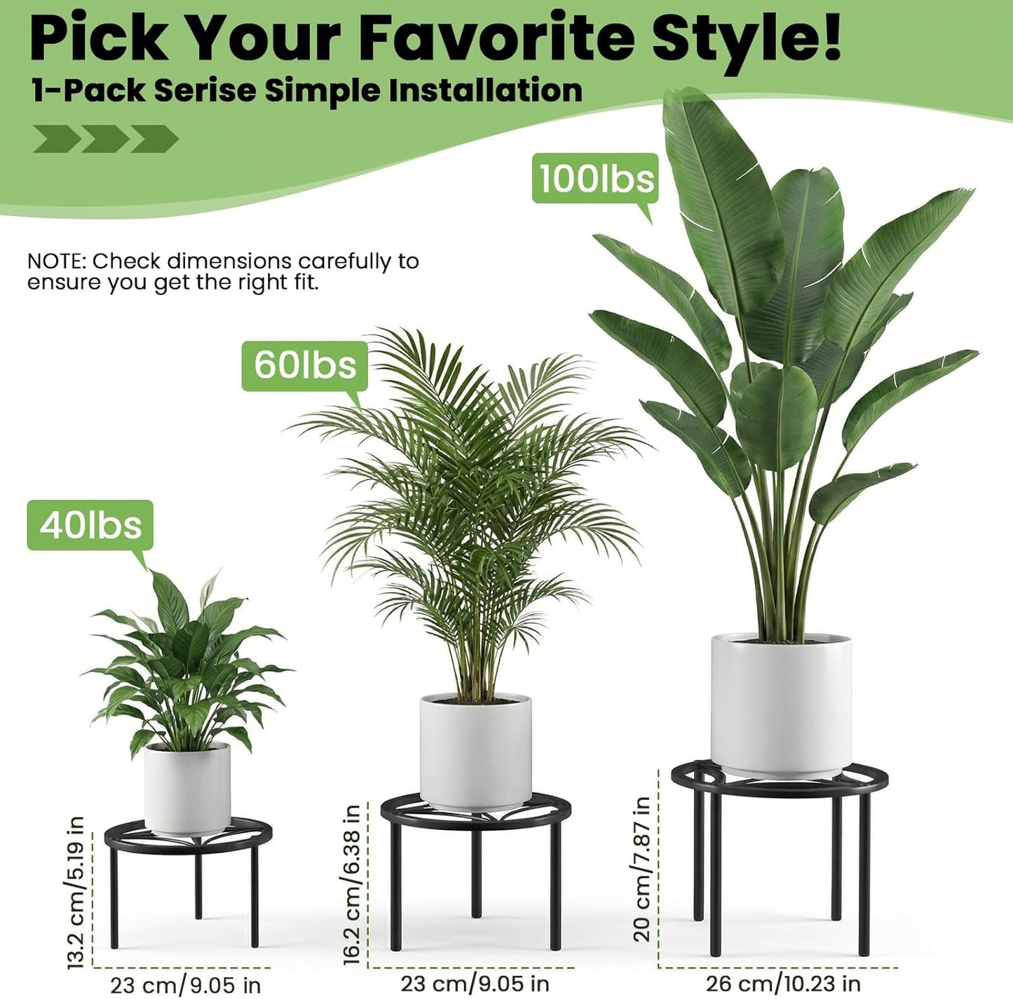 10.2" 4 TOSKING Heavy Duty Metal Plant Stand for Indoor Outdoor, Rustproof Wrought Iron Potted Plant Holder