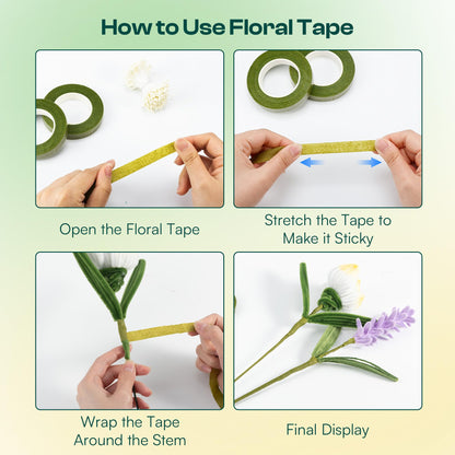 Caydo 134 PCS Pipe Cleaners Flowers Making Tool Kit for Bouquet Making, Floral Arrangement Kit with Floral Wire Stems, Floral Tape, Curved Scissors, Flower Scissors, Needle Nose Pliers, Stamens