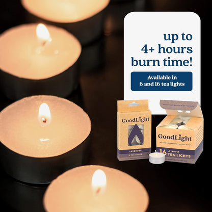 Paraffin-Free Scented Tea Light Candles, Lavender Scent, 6 Tea Lights, 4-Hour Burn Time