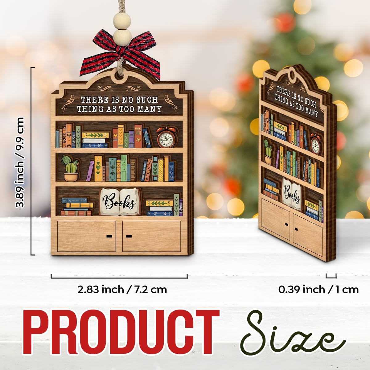 2025 Book Christmas Ornament - Wooden Books Ornaments for Christmas Tree - Book Lovers Gifts for Readers, Women, Men