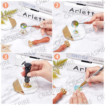 CRASPIRE Lotus Wax Seal Stamp Evil Eye Sealing Wax Stamps Hamsa Retro Vintage Removable Brass Stamp Head with Wood Handle for Wedding Invitations Halloween Christmas Thanksgiving Gift Packing
