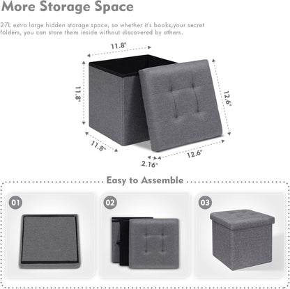 12.6 Inch B FSOBEIIALEO Storage Ottoman Cube Foldable Footrest, Chest & Seat for Living Room, Nursery, Bedroom Cube