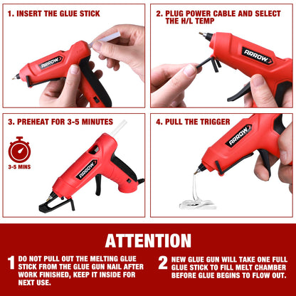 Arrow Mini Hot Glue Gun, Dual Temp Glue Gun Kit with 24Pcs Mini Glue Sticks, High/Low Temp Fast Heating Glue Guns with Stand for DIY, Decoration, Crafts, Quick Repairs
